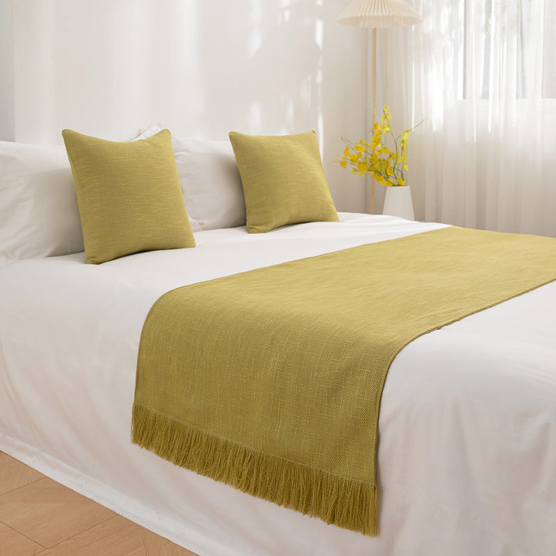 Bed Runner with Fringe and Matching Cushion Cover — Solstice NH-899