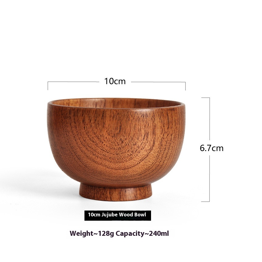 Wooden Soup Bowl for Rice and Noodles, Jujube Wood — Alcova NH-630