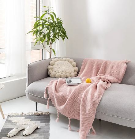 Knitted Throw Blanket, Soft Yarn Bed Throw — Reverie NH-897
