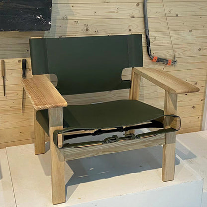 Solid Wood and Leather Lounge Chair — Loggia NH-1482