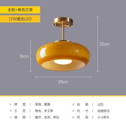 Brass Ceiling Light Hallway, Solid Brass Flush Mount — Meridian NH-042