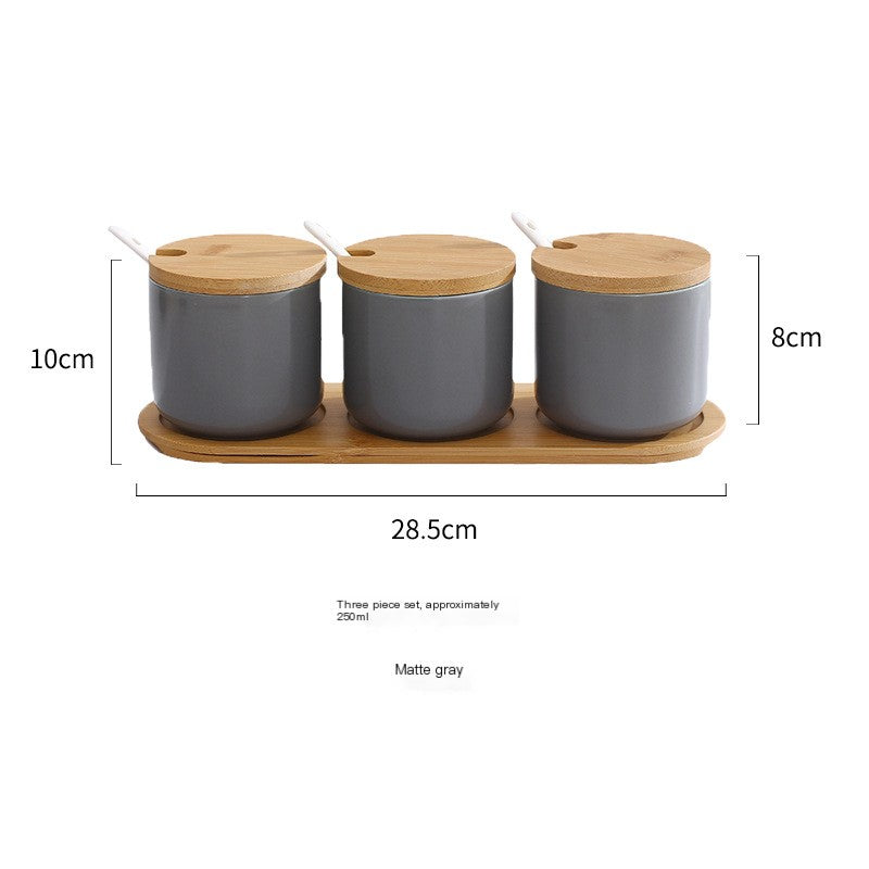 Ceramic Spice Jar Set of 3, 12 cm with Lids — Larder NH-475