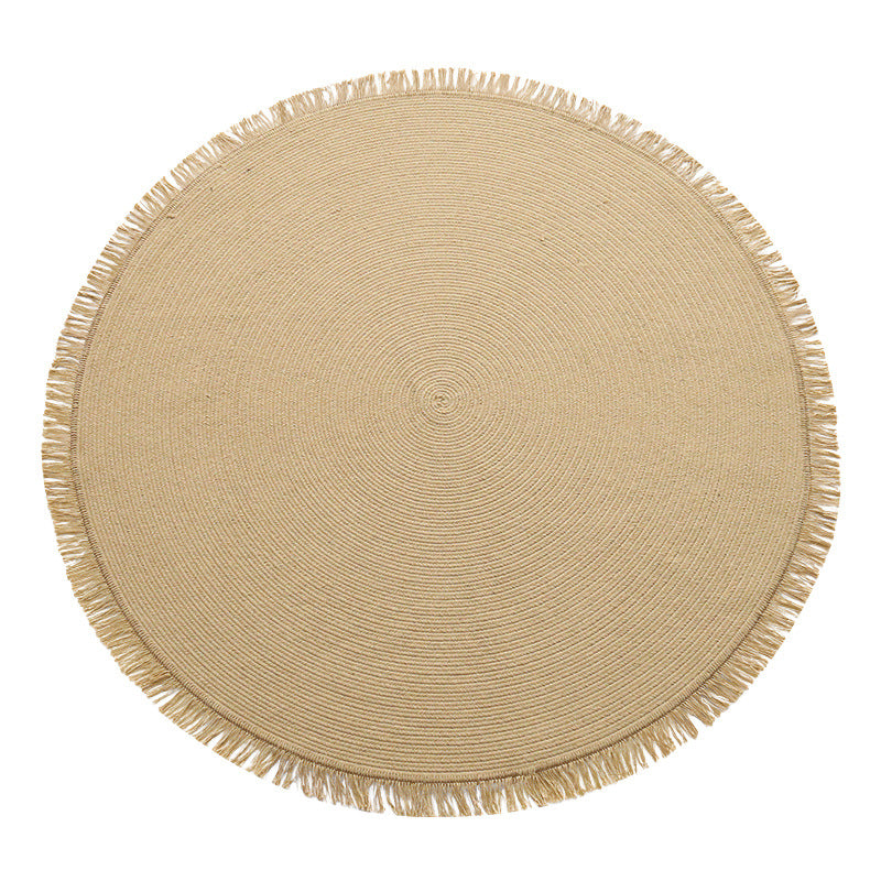 Handwoven Cotton Rug Round, 120 to 150 cm Diameter Solid Colour — Atrium NH-050