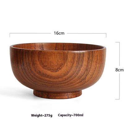 Wooden Soup Bowl for Rice and Noodles, Jujube Wood — Alcova NH-630