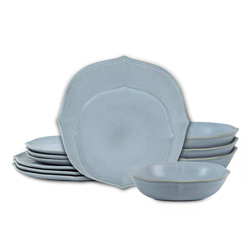 Stoneware Dinner Set, Twelve Piece Light Blue — Ceres NH-1455