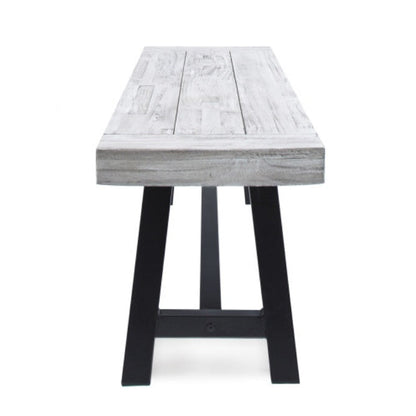 Solid Acacia Dining Bench, 160cm Sandblasted Grey — Loggia NH-1638