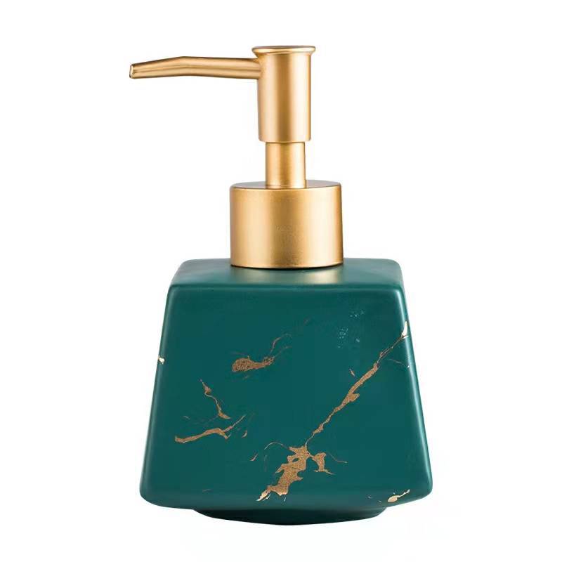 Marble-Pattern Ceramic Soap Dispenser Pump Bottle 260ml — Ewer NH-846
