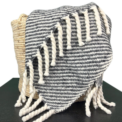 Alpaca Chunky Stripe Throw, Black — Fell NH-1522