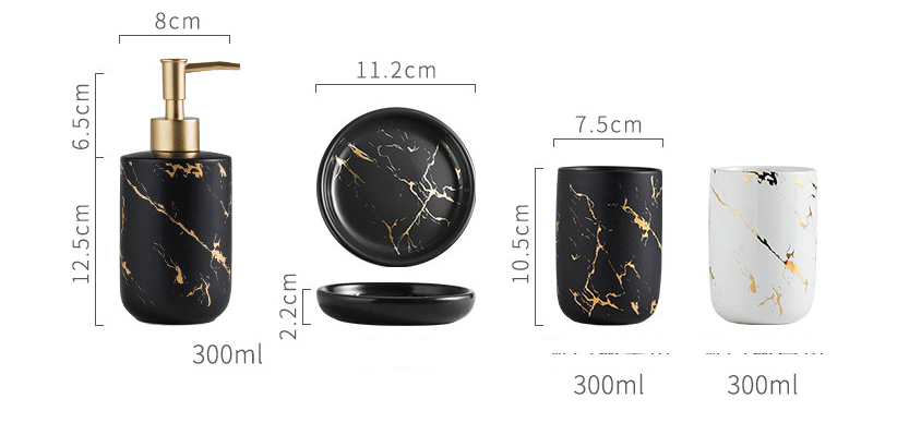 Marble-Pattern Ceramic Bathroom Vanity Set — Thermae NH-841