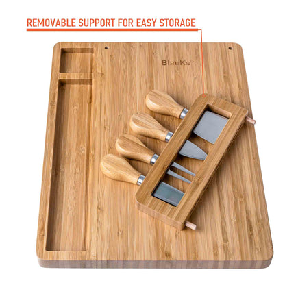 Bamboo Cheese Board with Four Knives, 36 x 28cm — Grove NH-1571