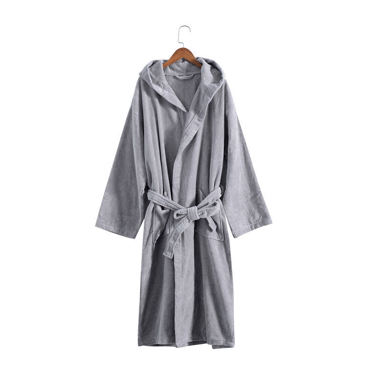 Hooded Cotton Linen Bathrobe, 650gsm Hotel Bath Robe — Basin NH-804