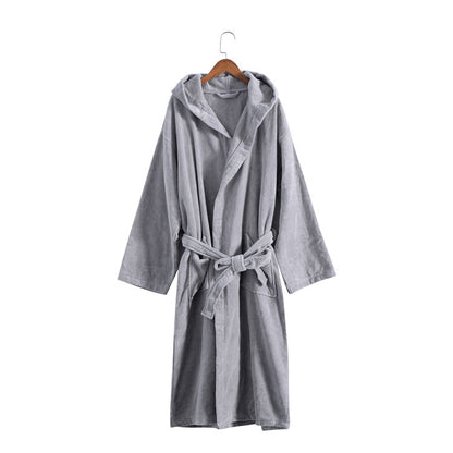 Hooded Cotton Linen Bathrobe, 650gsm Hotel Bath Robe — Basin NH-804