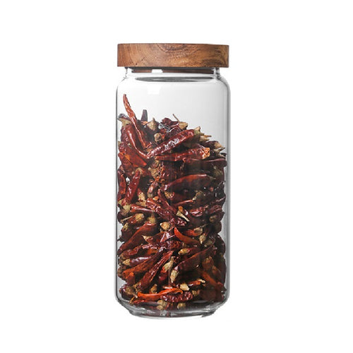 Airtight Glass Storage Jar, 325ml Wooden Lid — Vessel NH-495