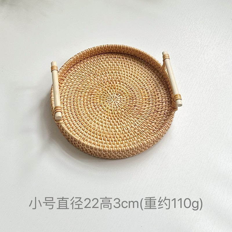 Rattan Serving Basket with Wooden Handle, Three Sizes — Weave NH-413