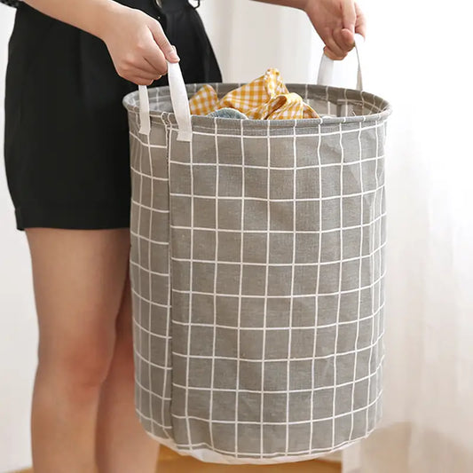 Foldable Laundry Basket, Lined Cotton and Linen — Weave NH-490