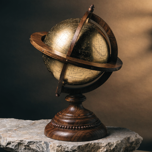 Celestial Globe in brass and walnut