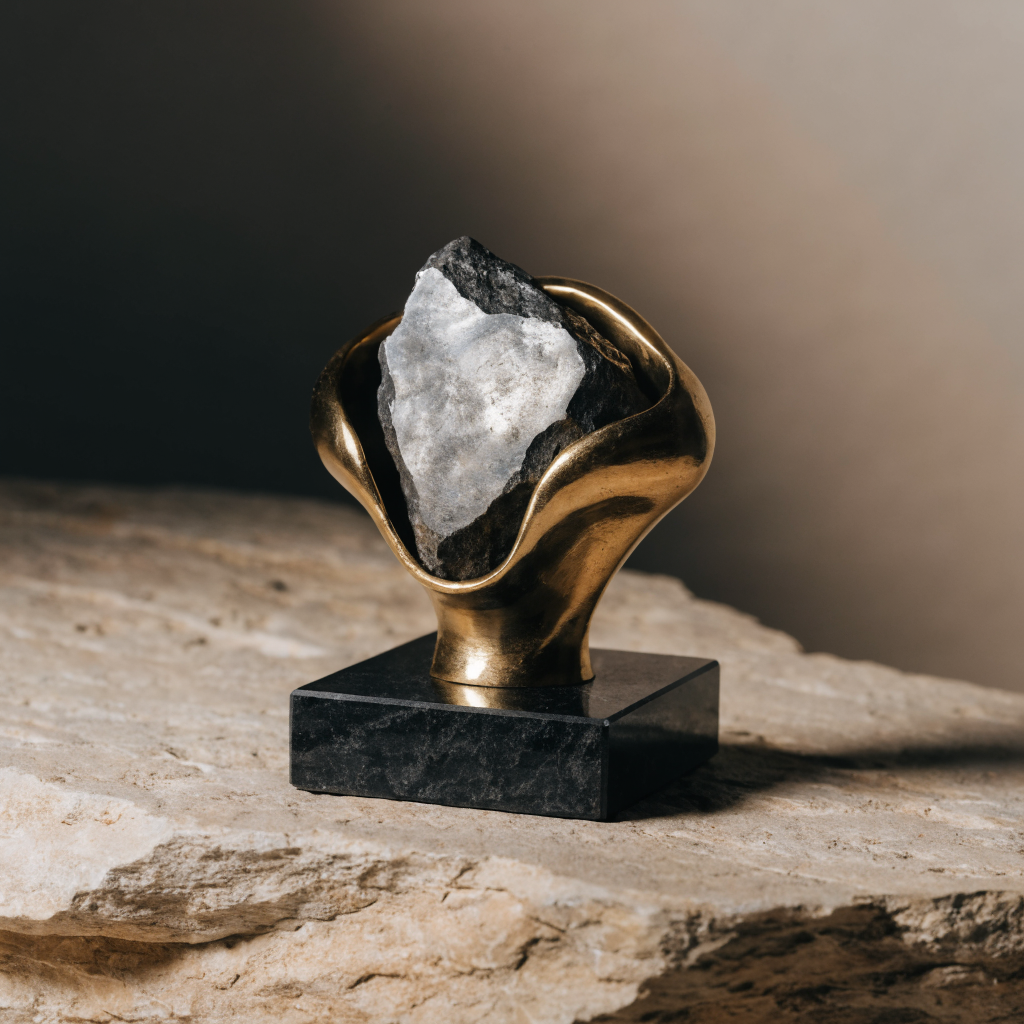 Meteorite and gold reliquary object