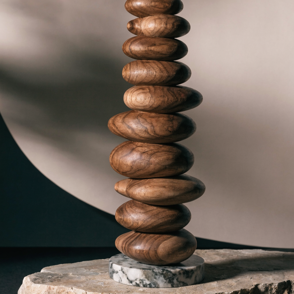 Cairn Totem Walnut and Stone