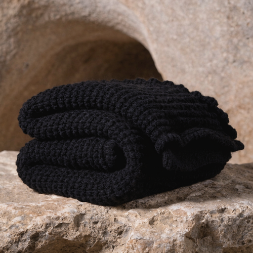 Black Chunky Knit Throw