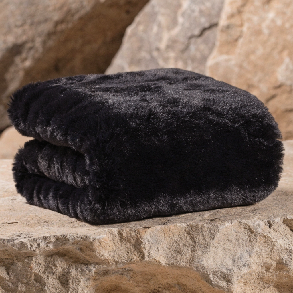 Black Faux Fur Throw