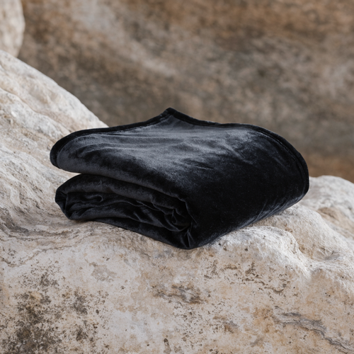 Black Bamboo Velvet Throw