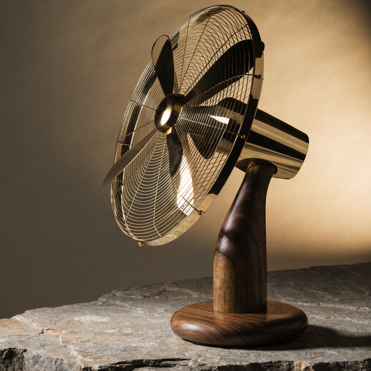 Brass and Walnut Pedestal Fan