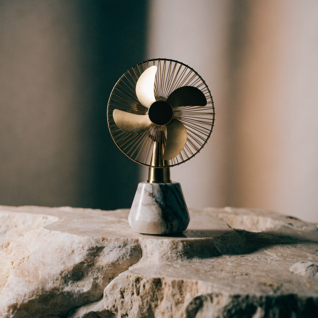 Brass and Marble Desk Fan