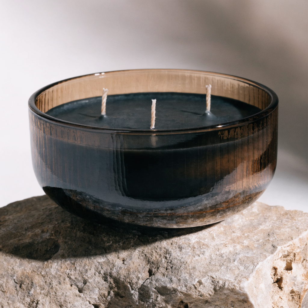 Black Amber-Glass 3-Wick Candle