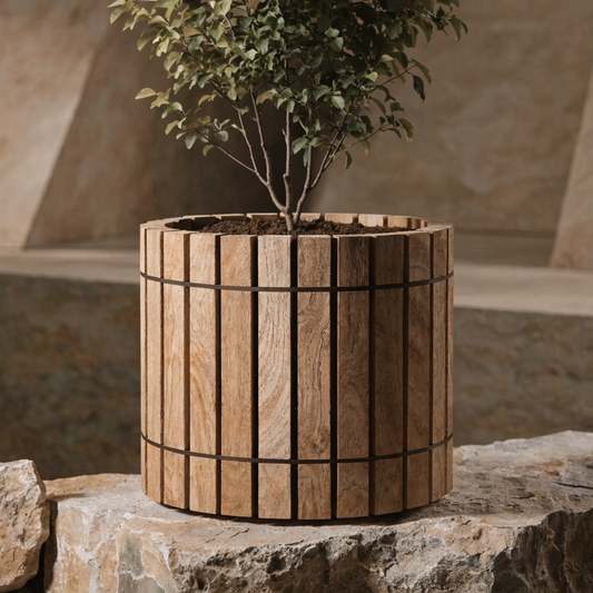 Timber Slat Round Planter