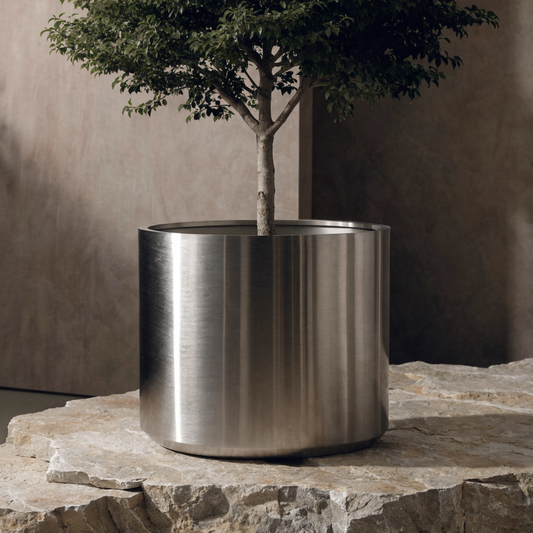 Brushed Stainless Tall Planter