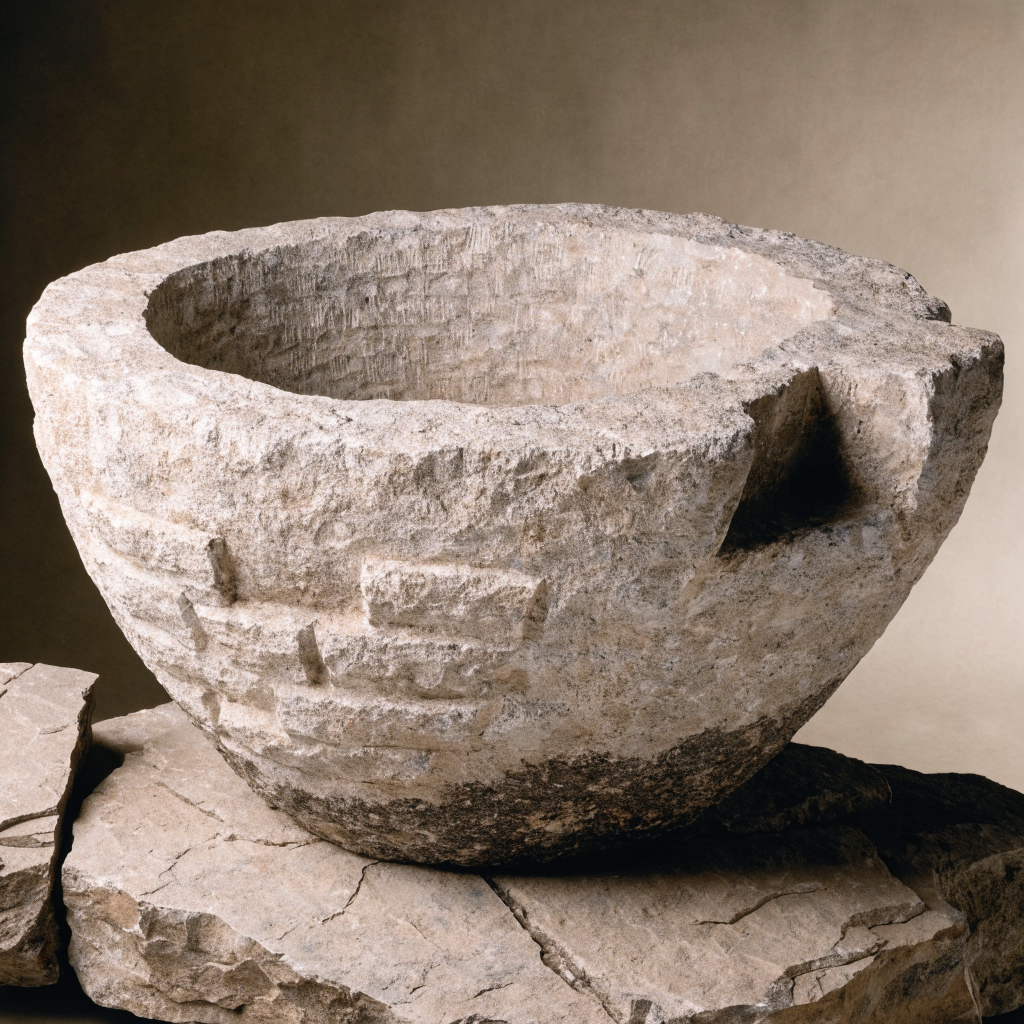 Rustic Stone Bowl Planter