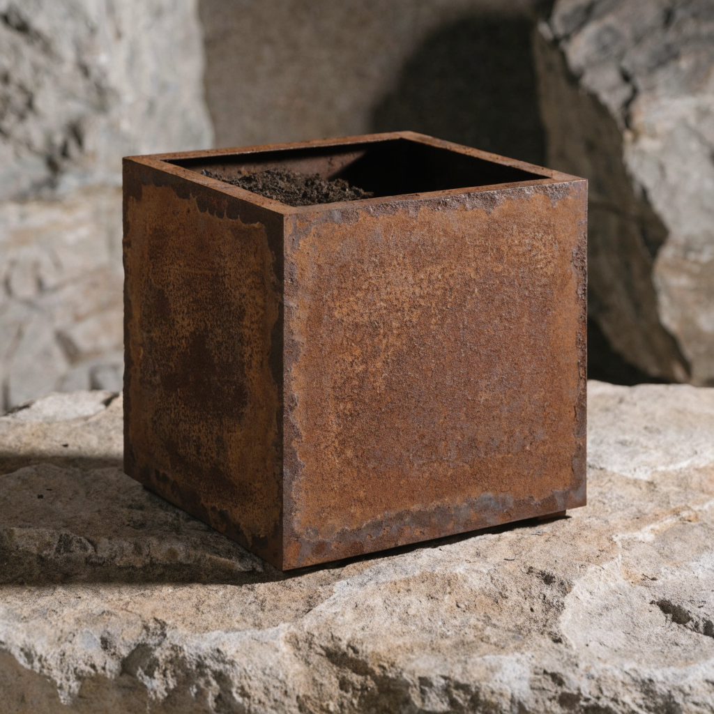 Corten Steel Cube Planter