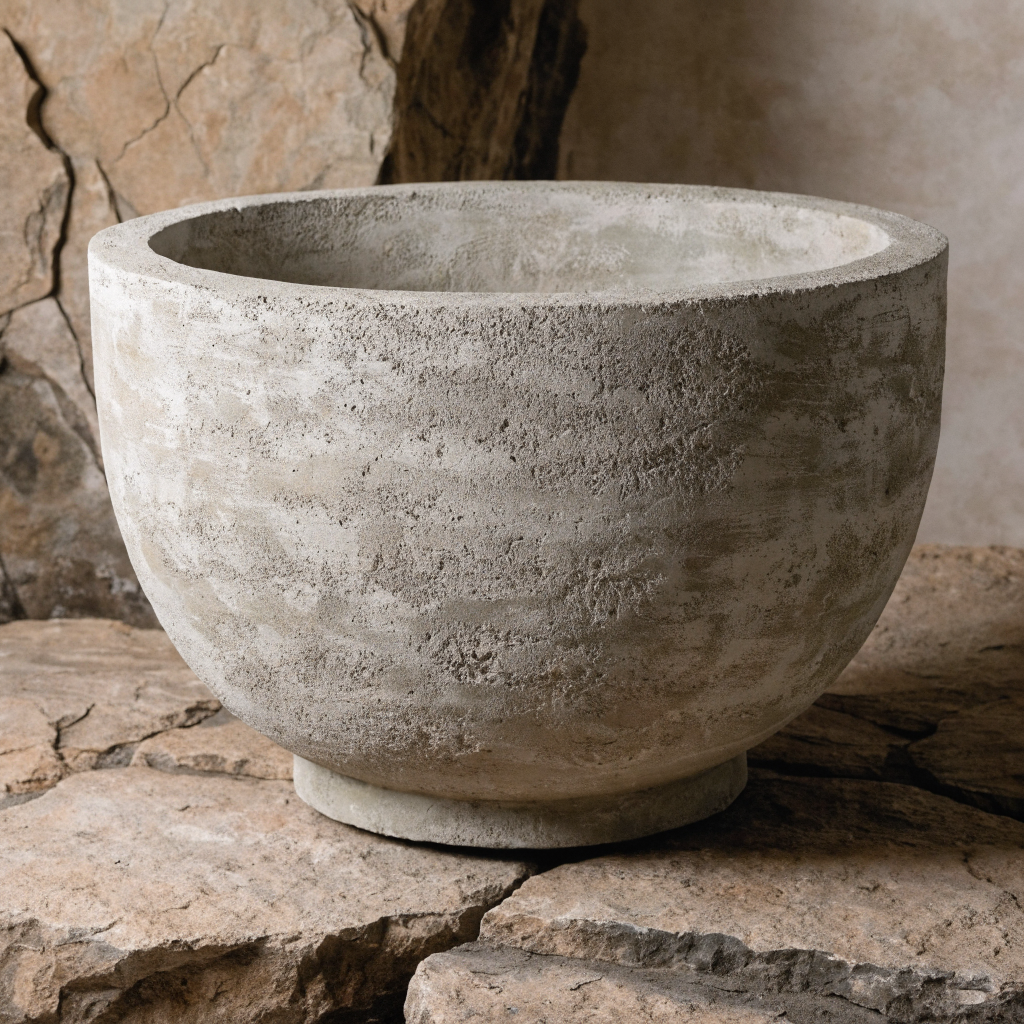 Limewashed Concrete Round Planter