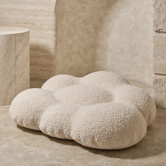 Cloud Bouclé Dog Bed Cream