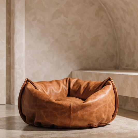 Nest Leather Dog Bed Cognac
