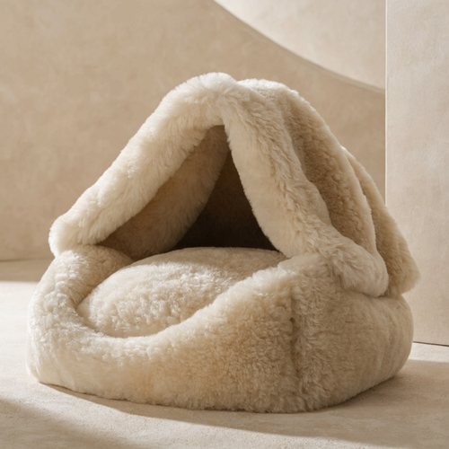 Cave Shearling Dog Bed Natural Ivory