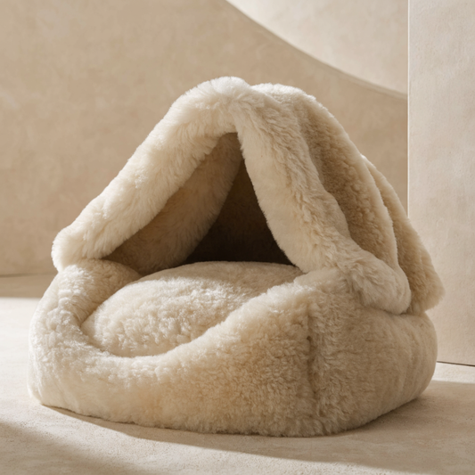 Cave Shearling Dog Bed Natural Ivory