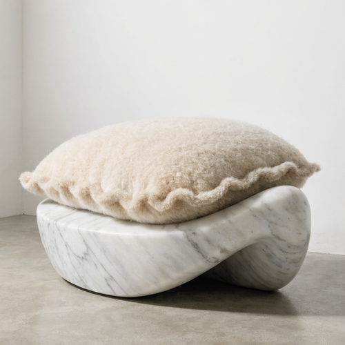 Gallery Marble Base Raised Dog Bed Alpaca Cushion