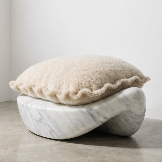 Gallery Marble Base Raised Dog Bed Alpaca Cushion