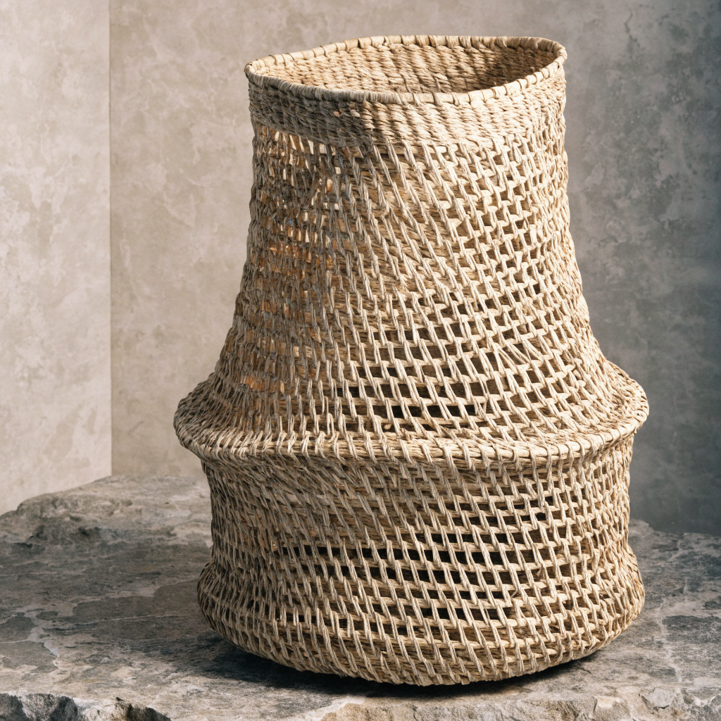 Tall Floor Seagrass Basket Loose Weave