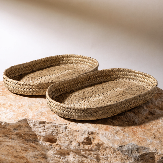 Flat Tray Seagrass Basket Set Two