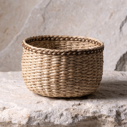 Braided Seagrass Basket Two-Tone Medium