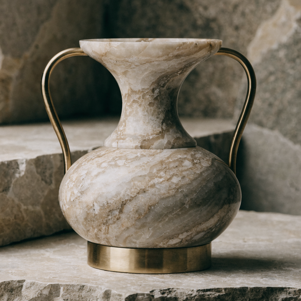 Marble Brass Vessel Trophy Form