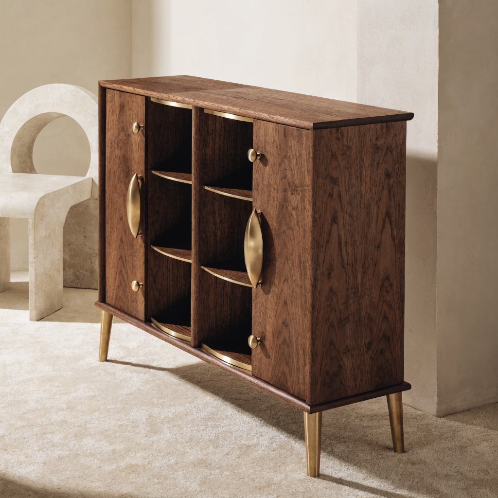 Clubhouse Wellness Cabinet Walnut Brass