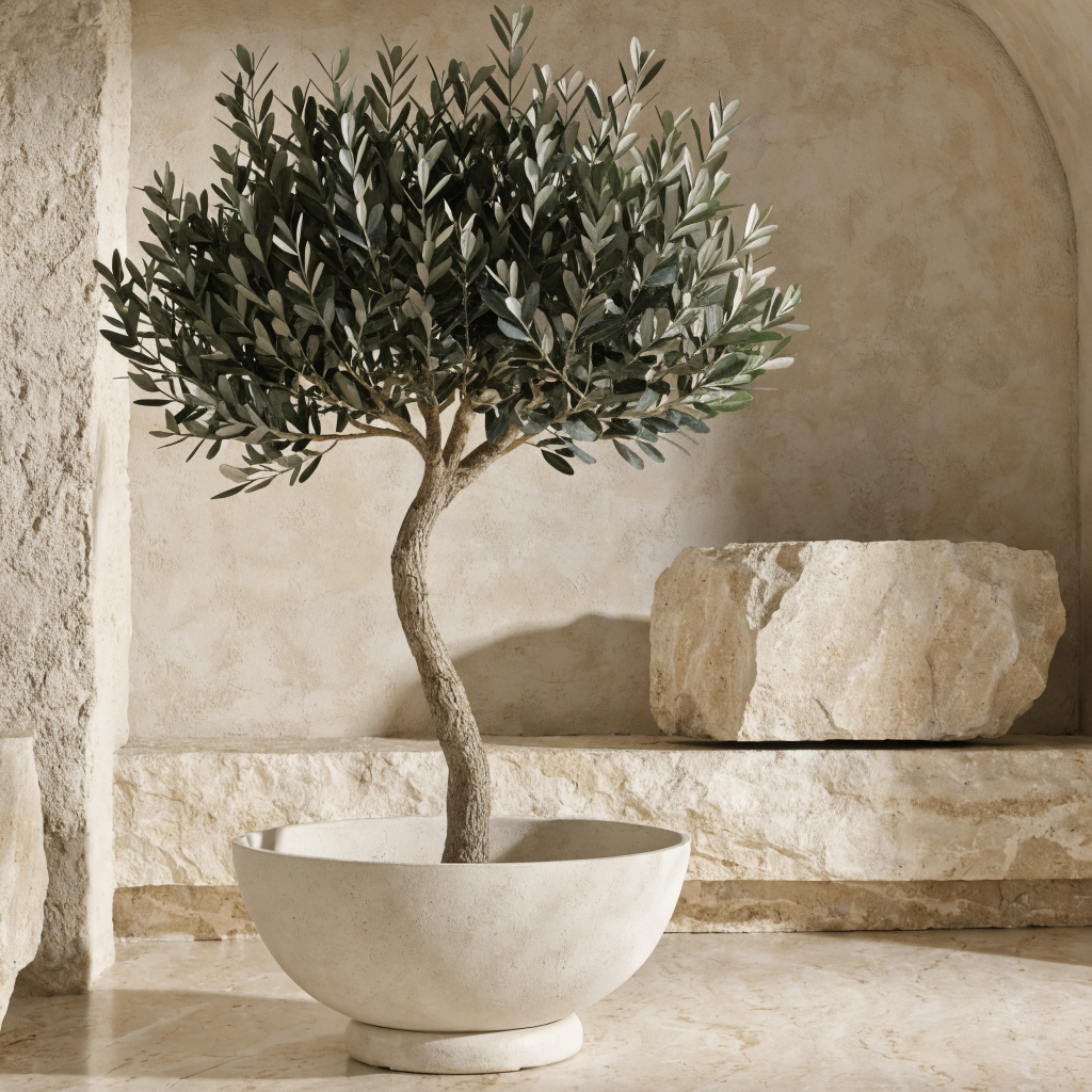 Faux Olive Tree Ceramic Pot Large
