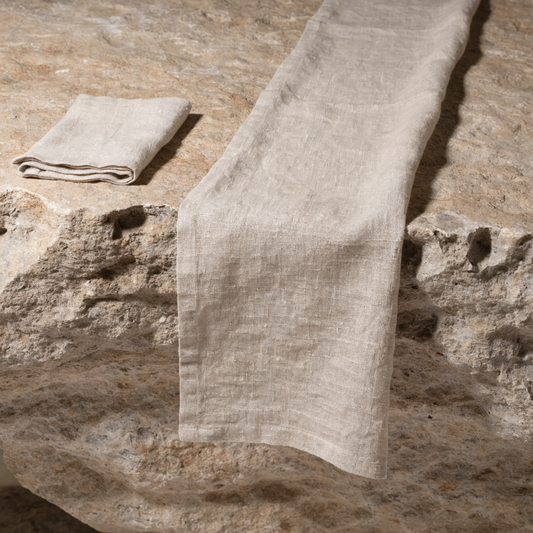 Linen Table Runner Napkin Set Oatmeal