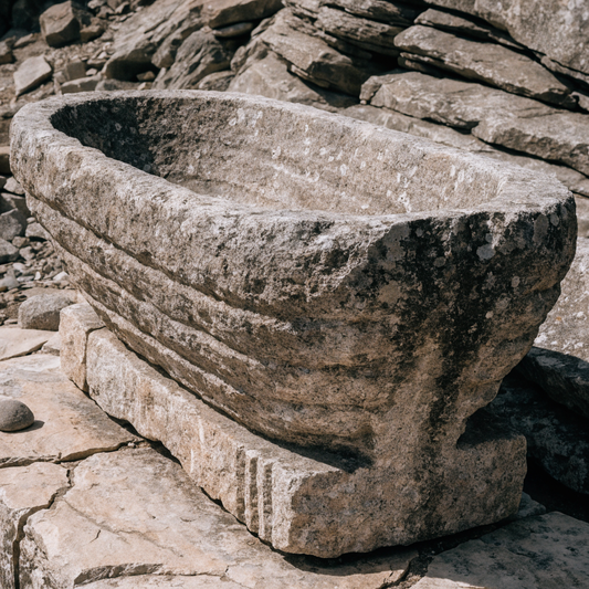 Carved Granite Trough Planter