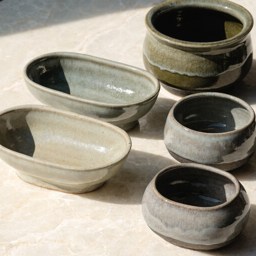 Glazed Ceramic Bonsai Pot — Set of 3