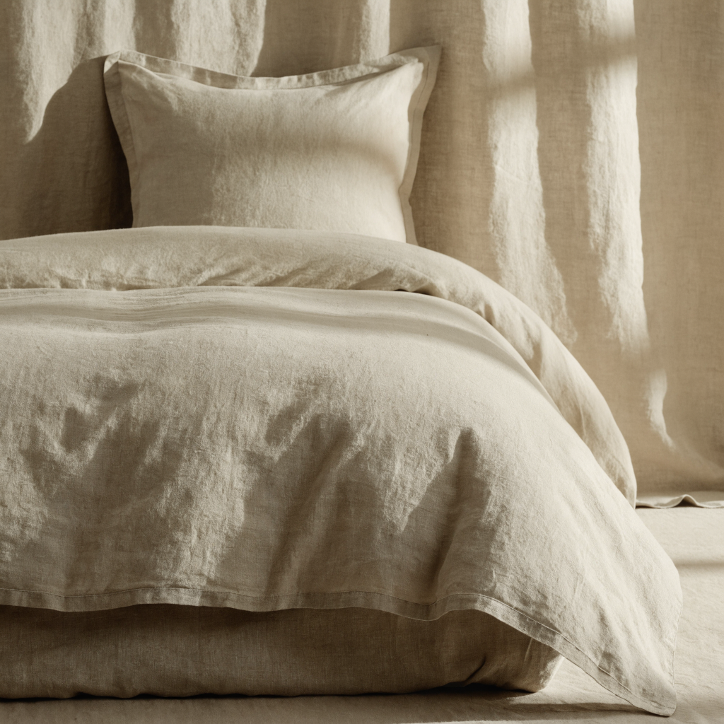 Stonewashed French Linen Duvet Cover Set — Oatmeal
