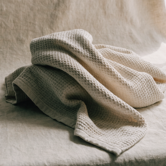 Organic Waffle Cotton Blanket — Cream